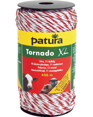 Patura Tornado XL kunststofdraad, 400m, wit-rood