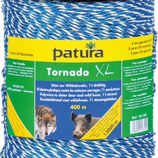 Patura Tornado XL kunststofdraad, 400m, blauw-wit