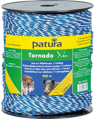 Patura Tornado XL kunststofdraad, 400m, blauw-wit