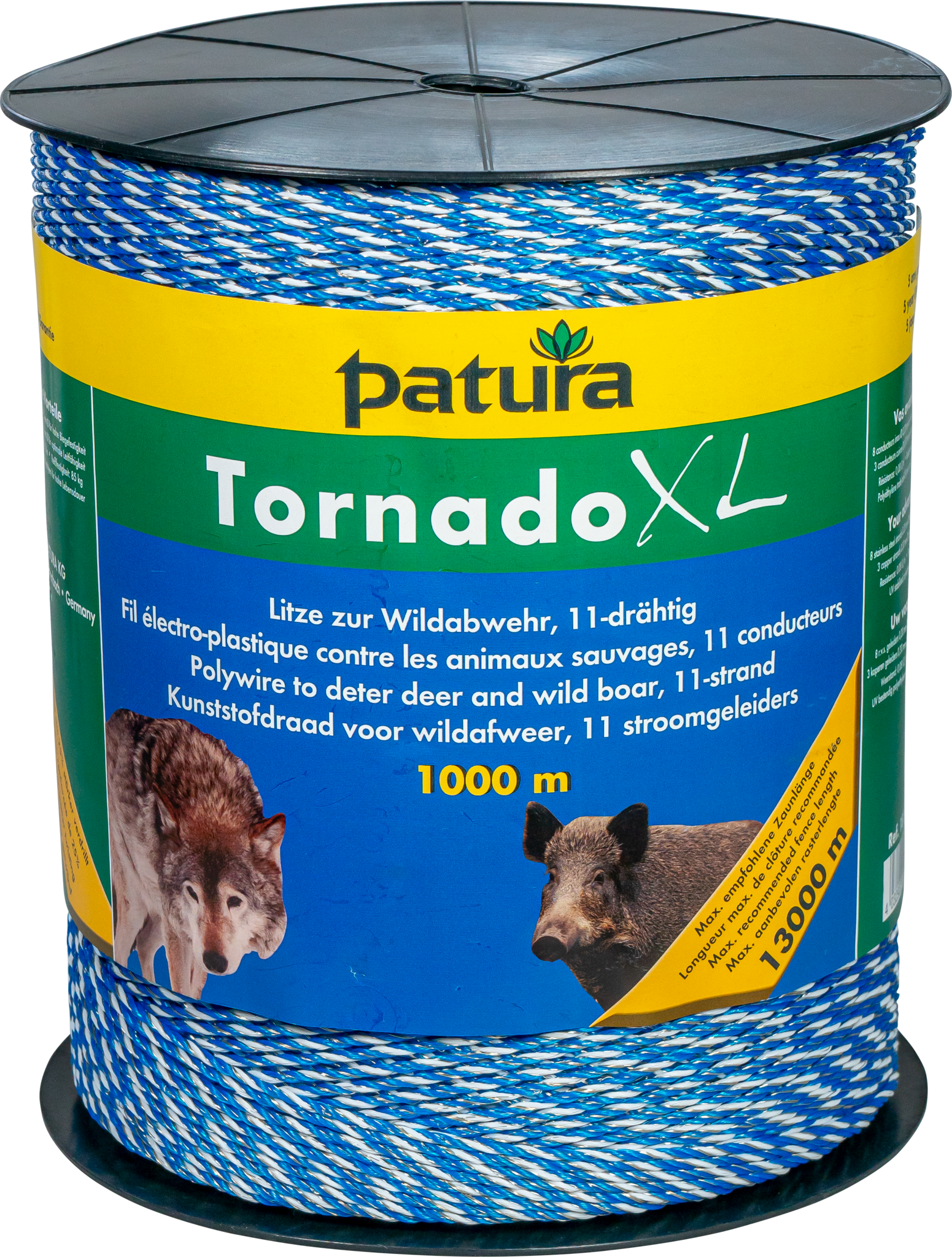 Patura Tornado XL kunststofdraad blauw/wit 1000m