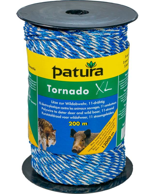 Patura Tornado XL kunststofdraad  200m rol blauw/wit