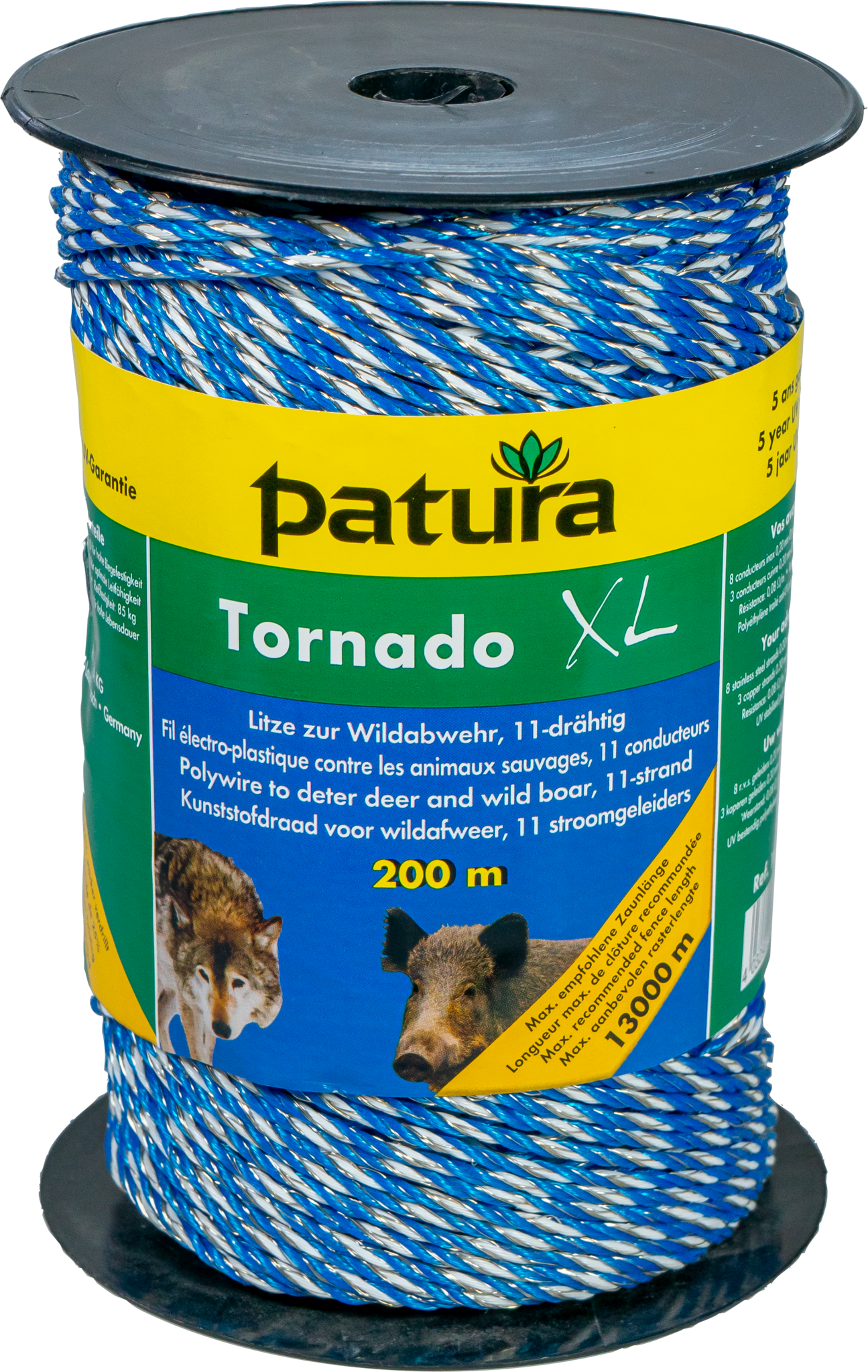 Patura Tornado XL kunststofdraad, 200m, blauw-wit