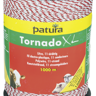 Patura Tornado XL kunststofdraad wit/rood 1000m