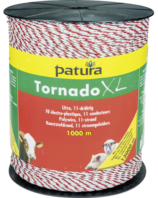 Patura Tornado XL kunststofdraad wit/rood 1000m