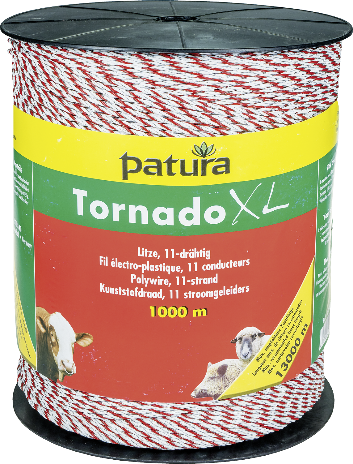 Patura Tornado XL kunststofdraad wit/rood 1000m