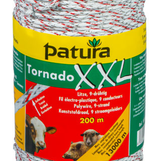Patura Tornado XXL kunststofdraad, 200m, wit-rood
