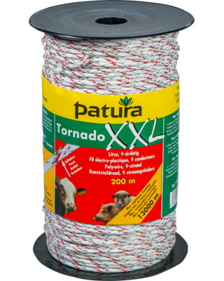 Patura Tornado XXL kunststofdraad, 200m, wit-rood
