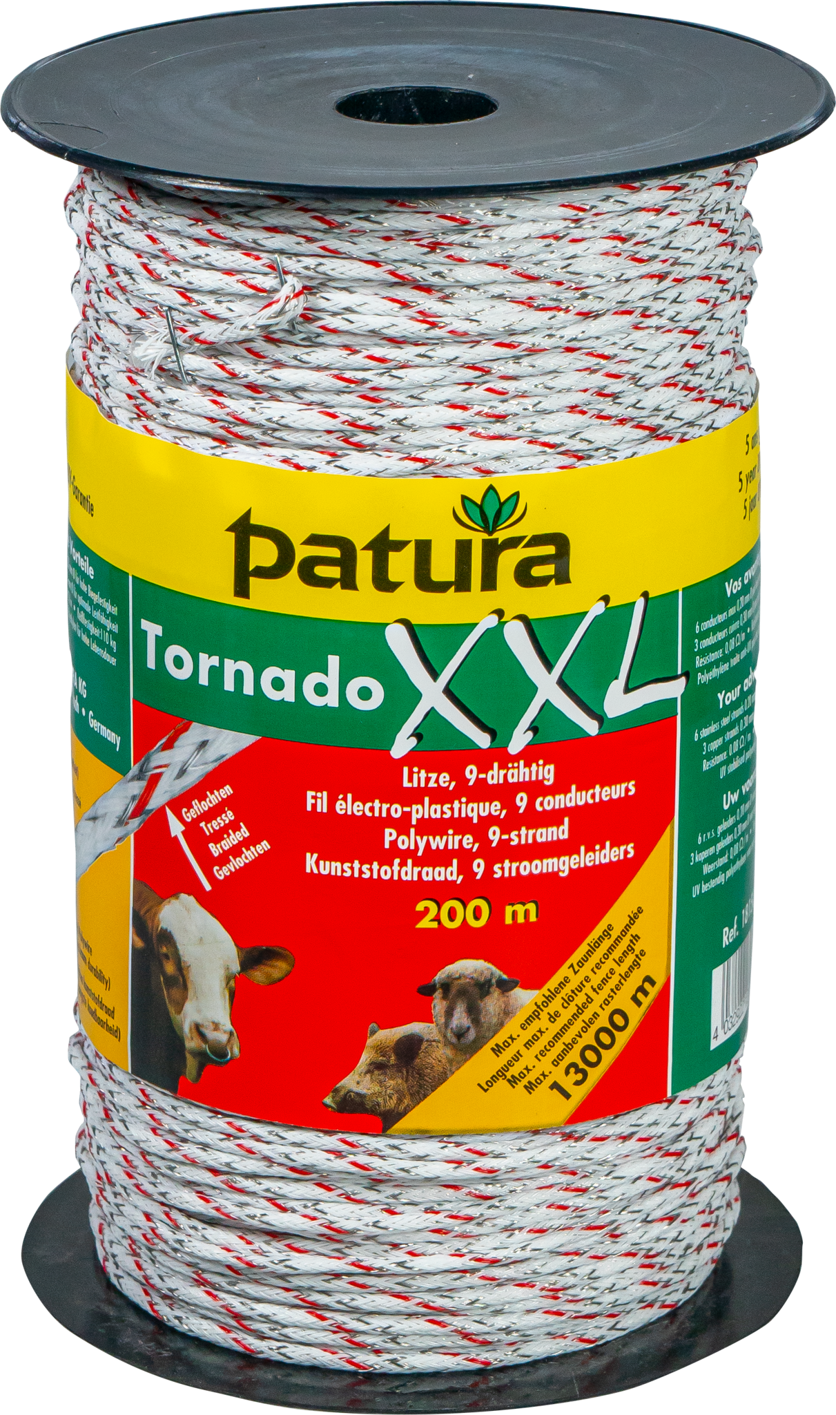 Patura Tornado XXL kunststofdraad, 200m, wit-rood