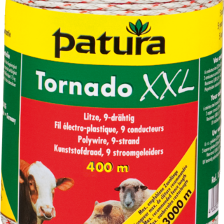 Patura Tornado XXL draad, 400m, wit-rood