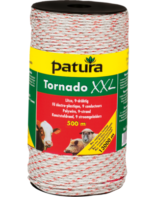 Patura Tornado XXL draad, 500m, wit-rood