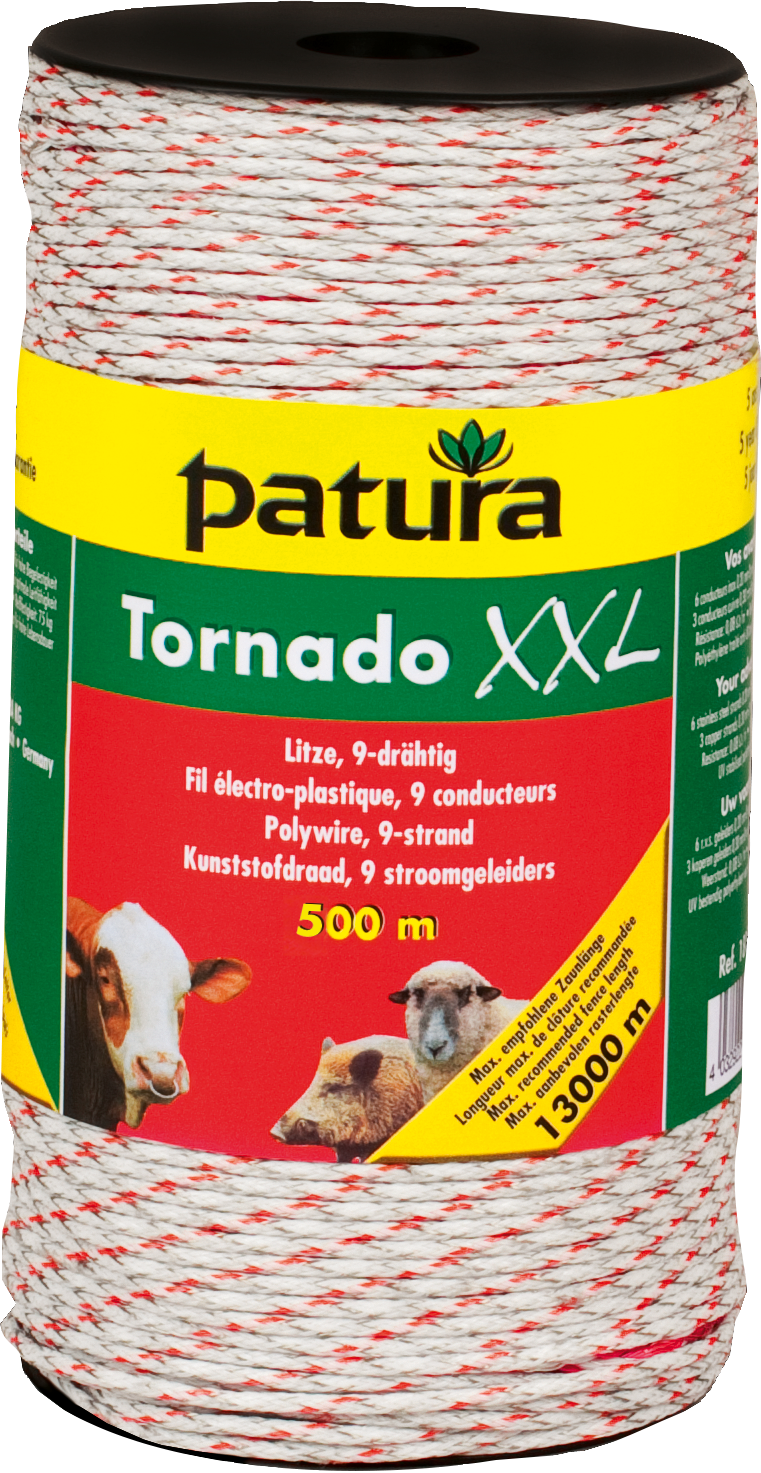 Patura Tornado XXL draad, 500m, wit-rood
