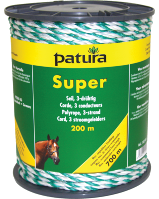 Patura Super cord, 200m, wit-groen