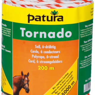 Patura Tornado cord, 200m, wit-oranje