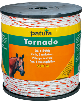 Patura Tornado cord, 500m, wit-oranje