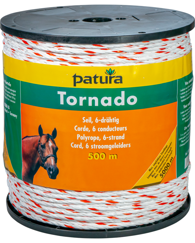 Patura Tornado cord wit/oranje, 500m rol