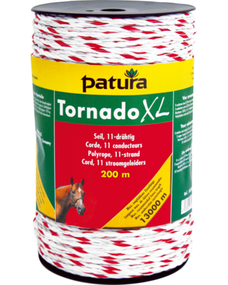 Patura Tornado XL cord,  200m, wit-rood