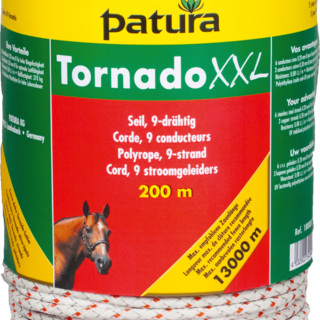 Patura Tornado XXL cord, 200m, wit-rood