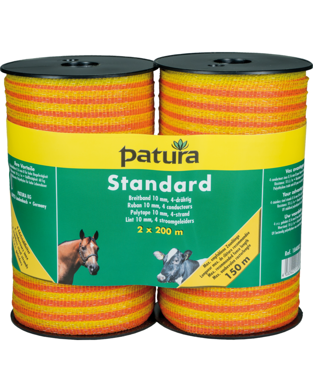 Patura Standaard lint 10mm, geel/oranje 2x200m
