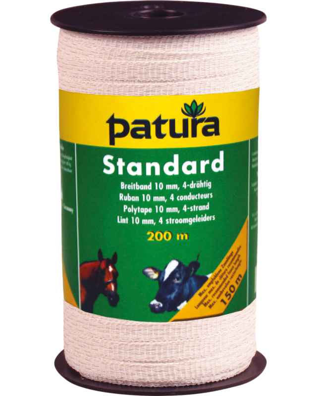 Patura Standaard lint 10mm, wit 200m rol