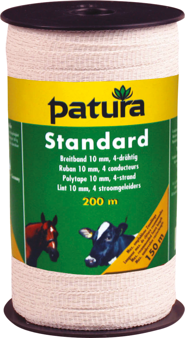 Patura Standaard lint 10mm, wit 200m rol