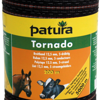 Patura Tornado lint 12,5mm bruin/oranje 200m