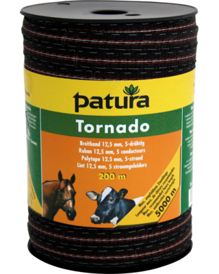 Patura Tornado lint 12,5mm bruin/oranje 200m