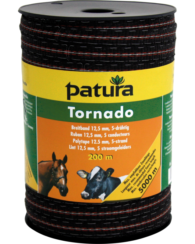 Patura Tornado lint 12,5mm bruin/oranje 200m