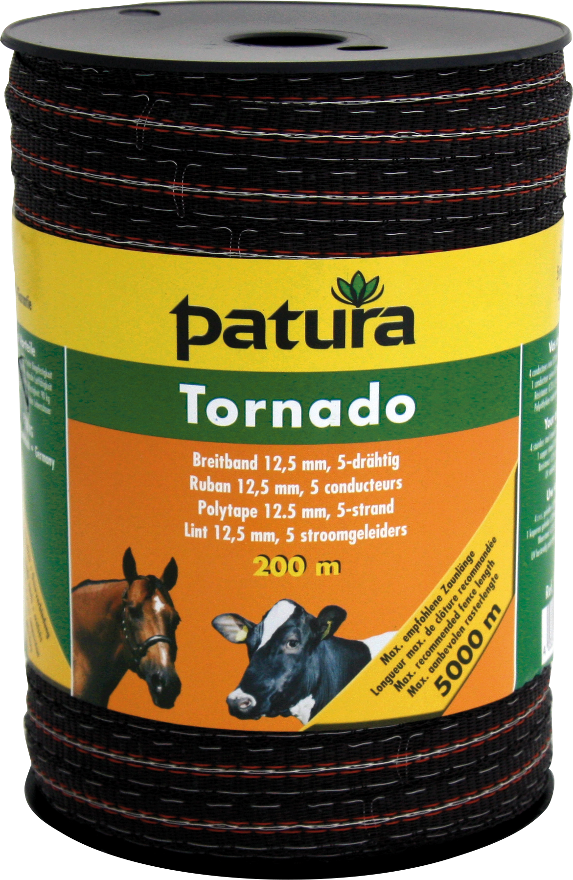 Patura Tornado lint 12,5mm bruin/oranje 200m