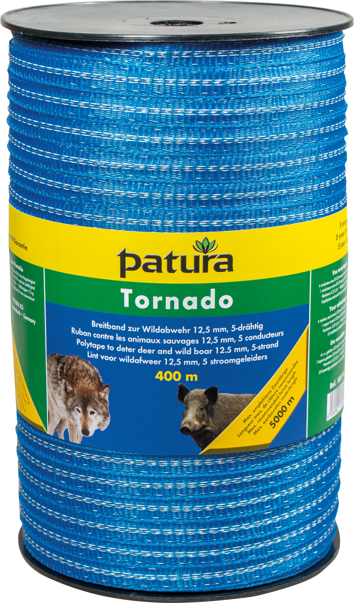 Patura Tornado lint 12,5mm blauw 400m rol