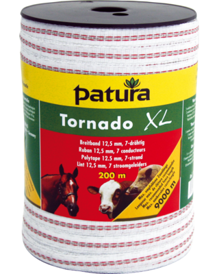 Patura Tornado XL lint 12,5mm, 200m, wit-rood