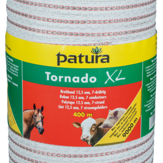 Patura Tornado XL lint 12,5mm, 400m, wit-rood