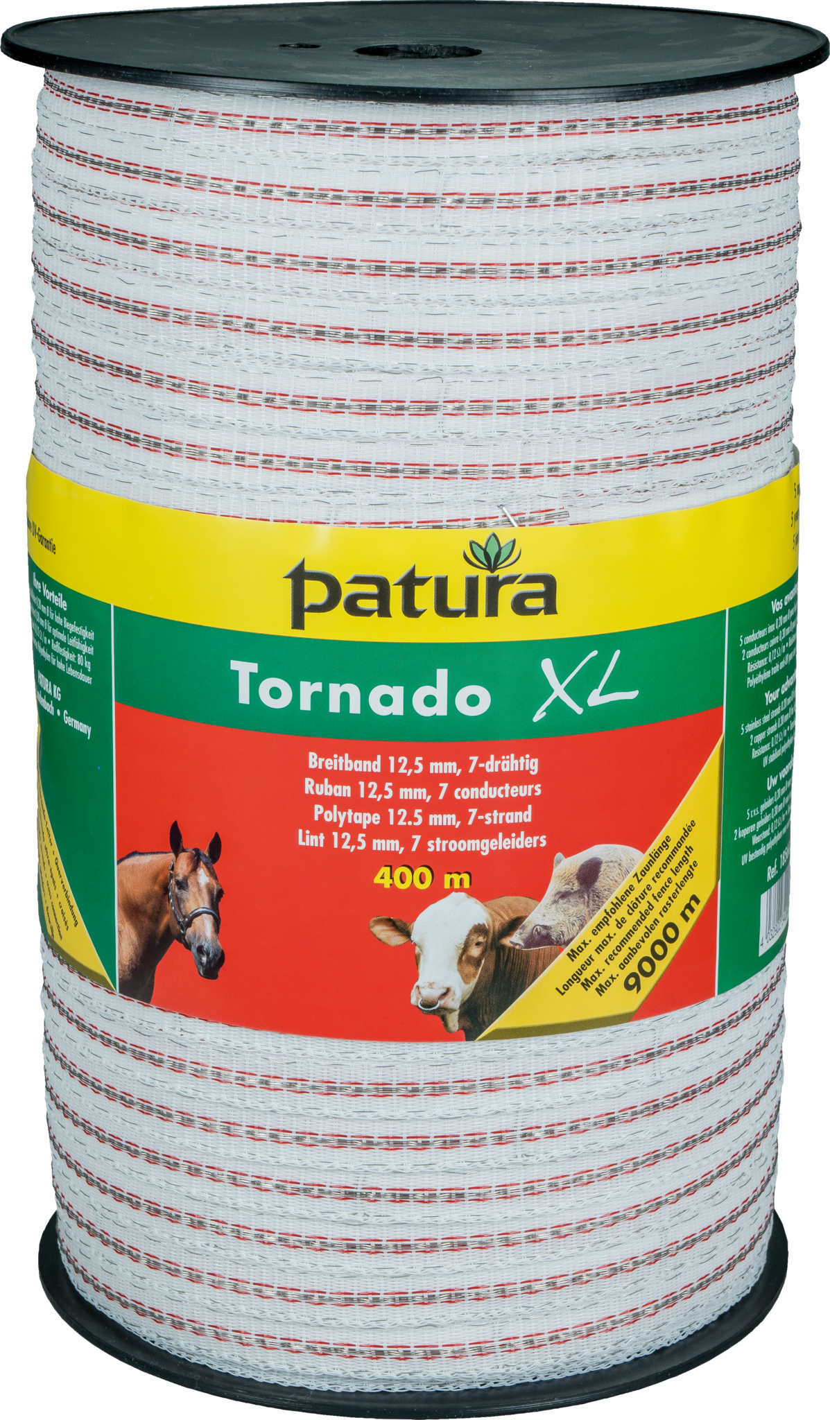 Patura Tornado XL lint 12,5mm wit/rod 400m rol