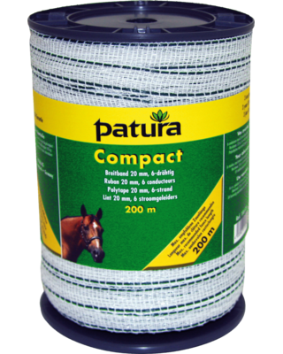 Patura Compact-lint 20mm, 200m, wit-groen