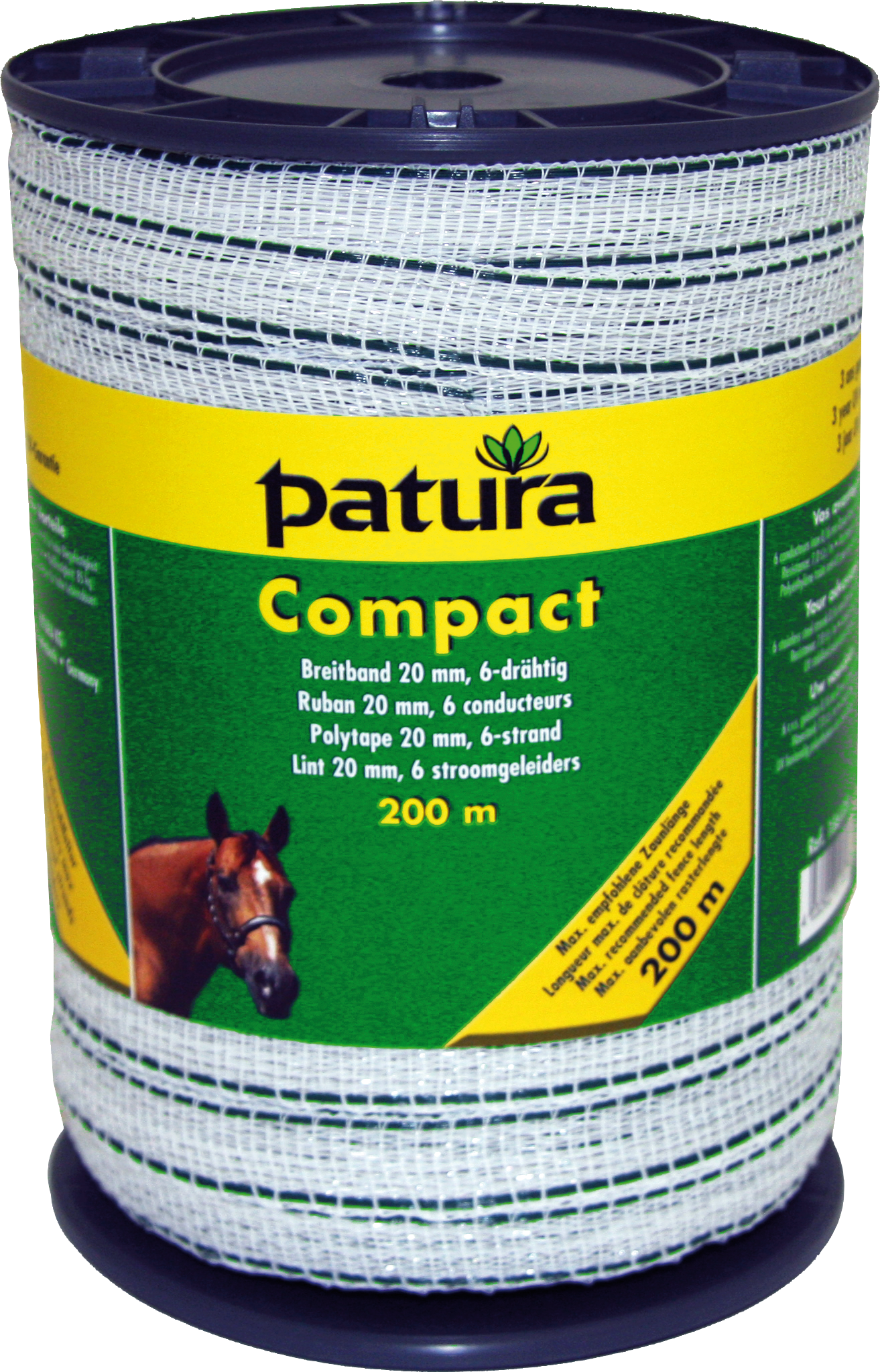 Patura Compact lint 20mm, wit/groen, 200m rol