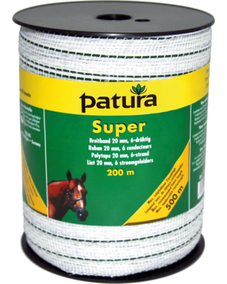 Patura Super-lint 20mm, 200m, wit-groen