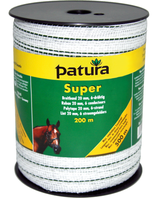 Patura Super lint 20mm wit/groen, 200m rol