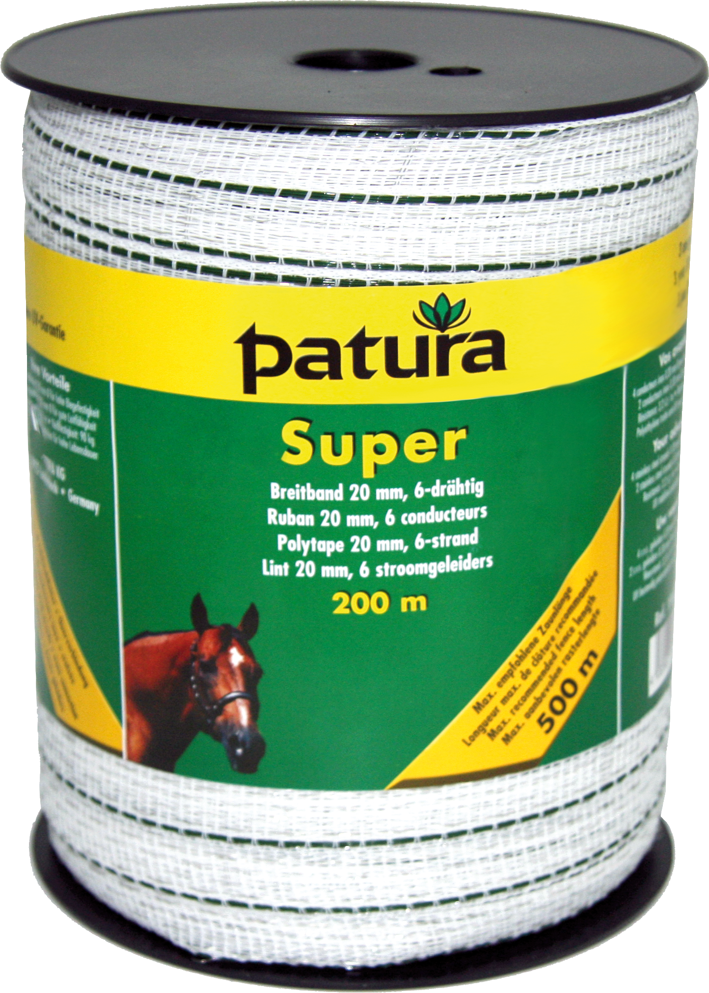 Patura Super lint 20mm wit/groen, 200m rol