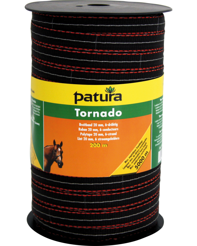 Patura Tornado lint 20mm bruin/oranje 200m rol