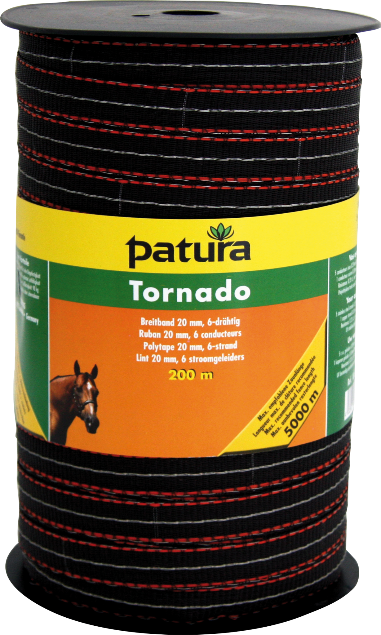 Patura Tornado lint 20mm bruin/oranje 200m rol