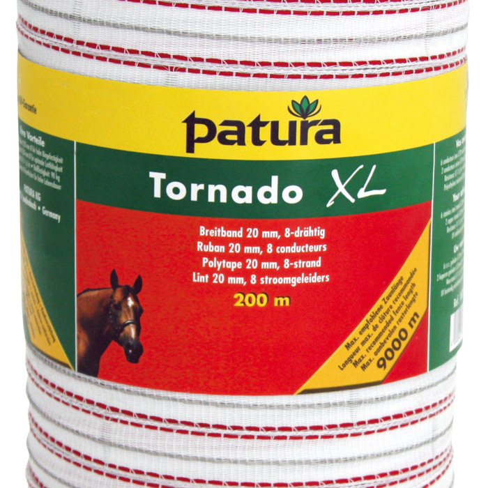 Patura Tornado XL lint 20mm wit/rood, 200m rol