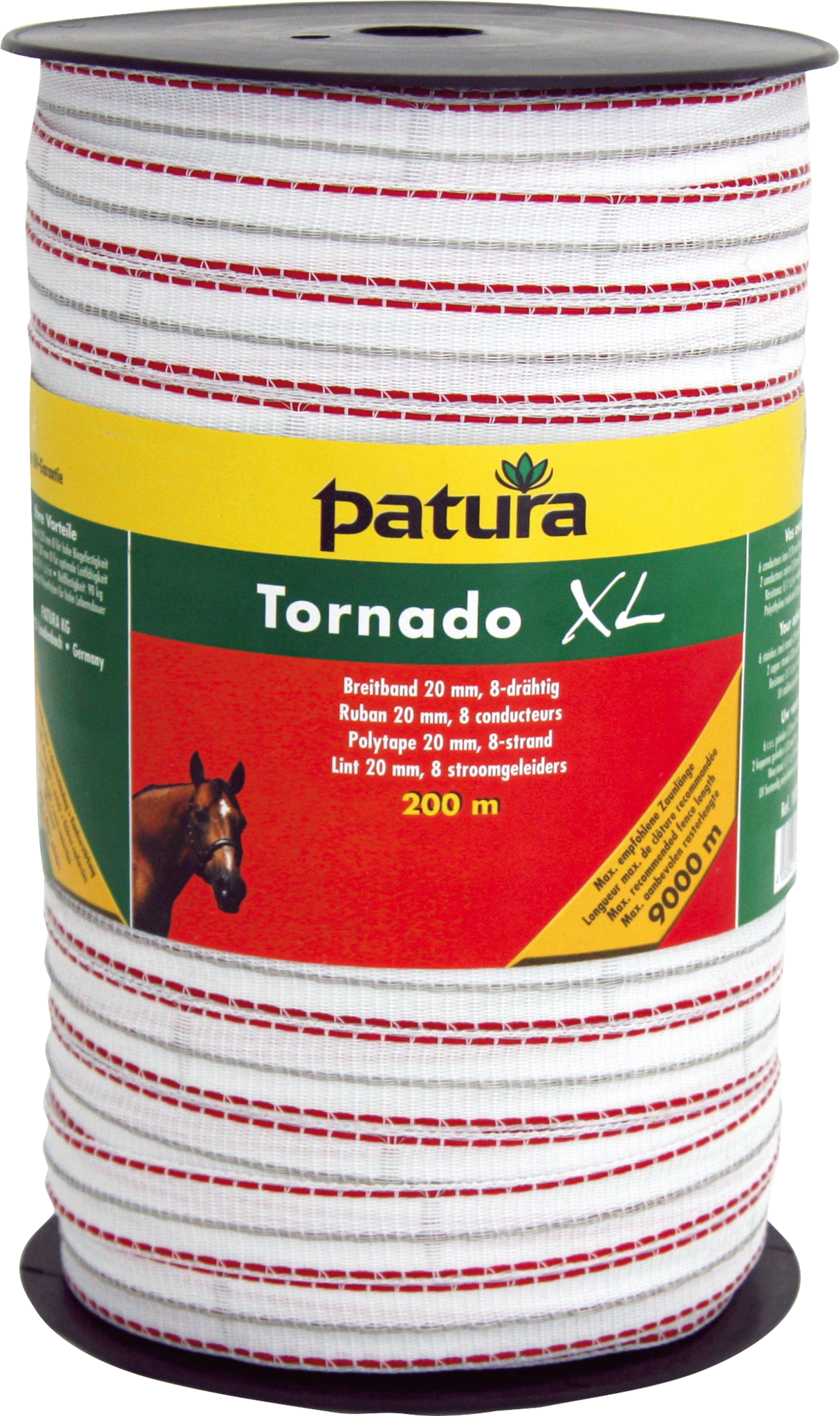 Patura Tornado XL lint 20mm wit/rood, 200m rol