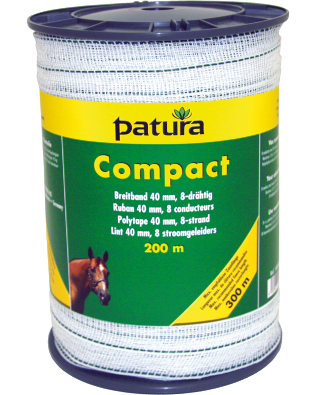 Patura Compact lint 40mm wit/groen, 200m rol