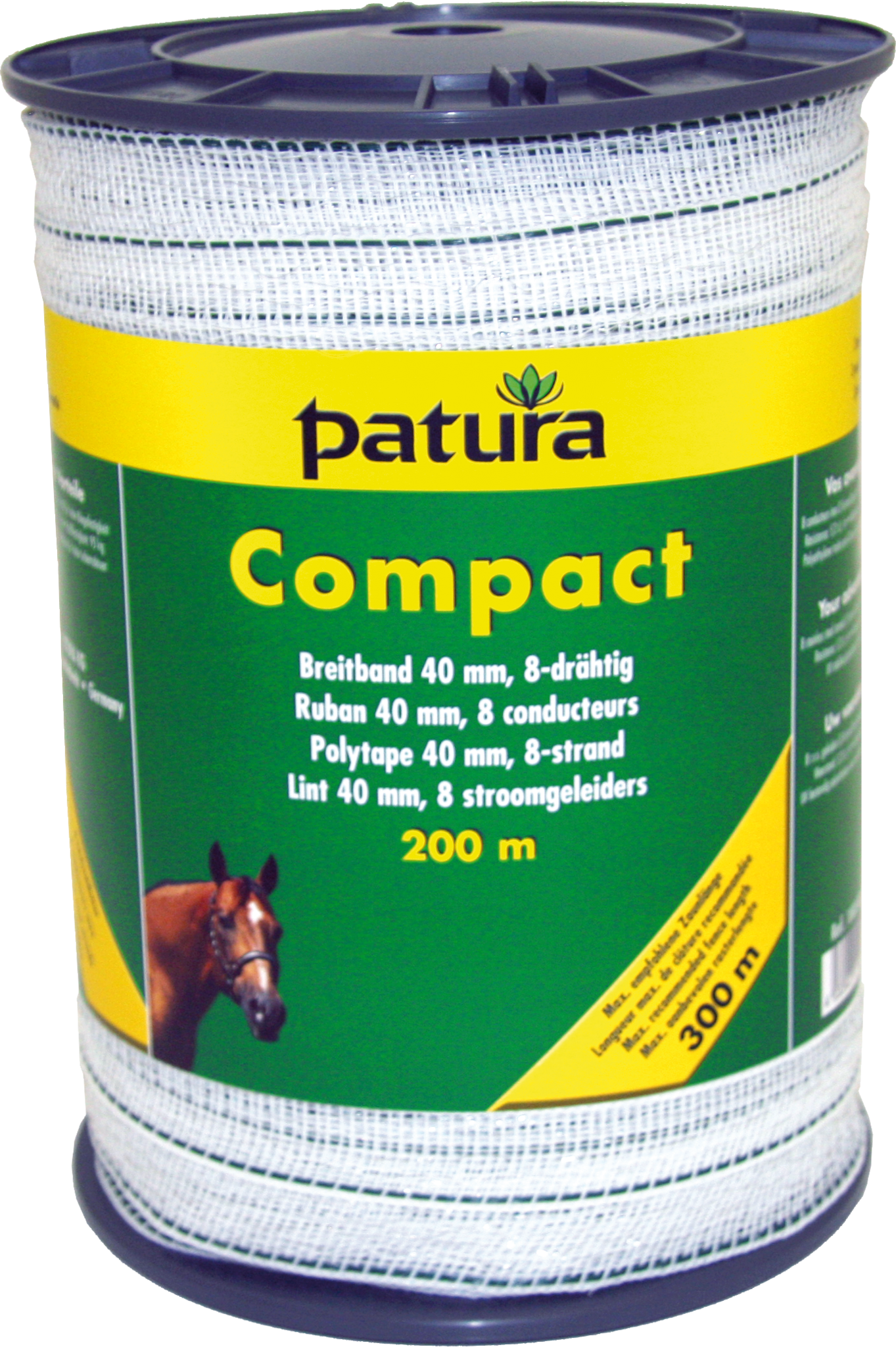Patura Compact lint 40mm wit/groen, 200m rol