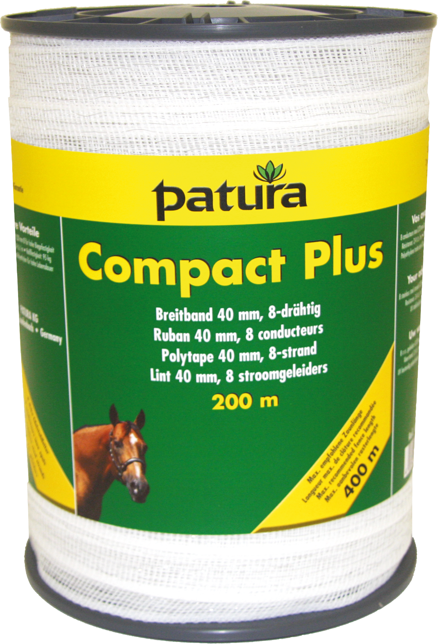 Patura Compact Plus lint 40mm wit, 200m rol