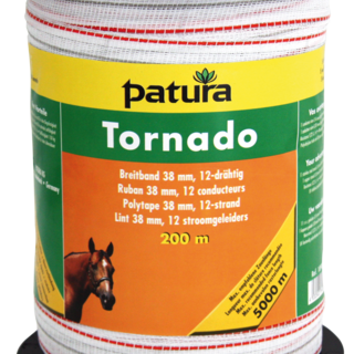 Patura Tornado lint 38mm, 200m, wit-oranje