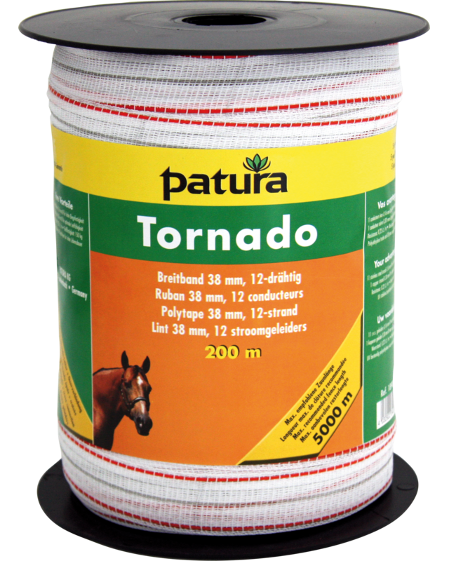 Patura Tornado lint 38mm wit-oranje, 200m rol