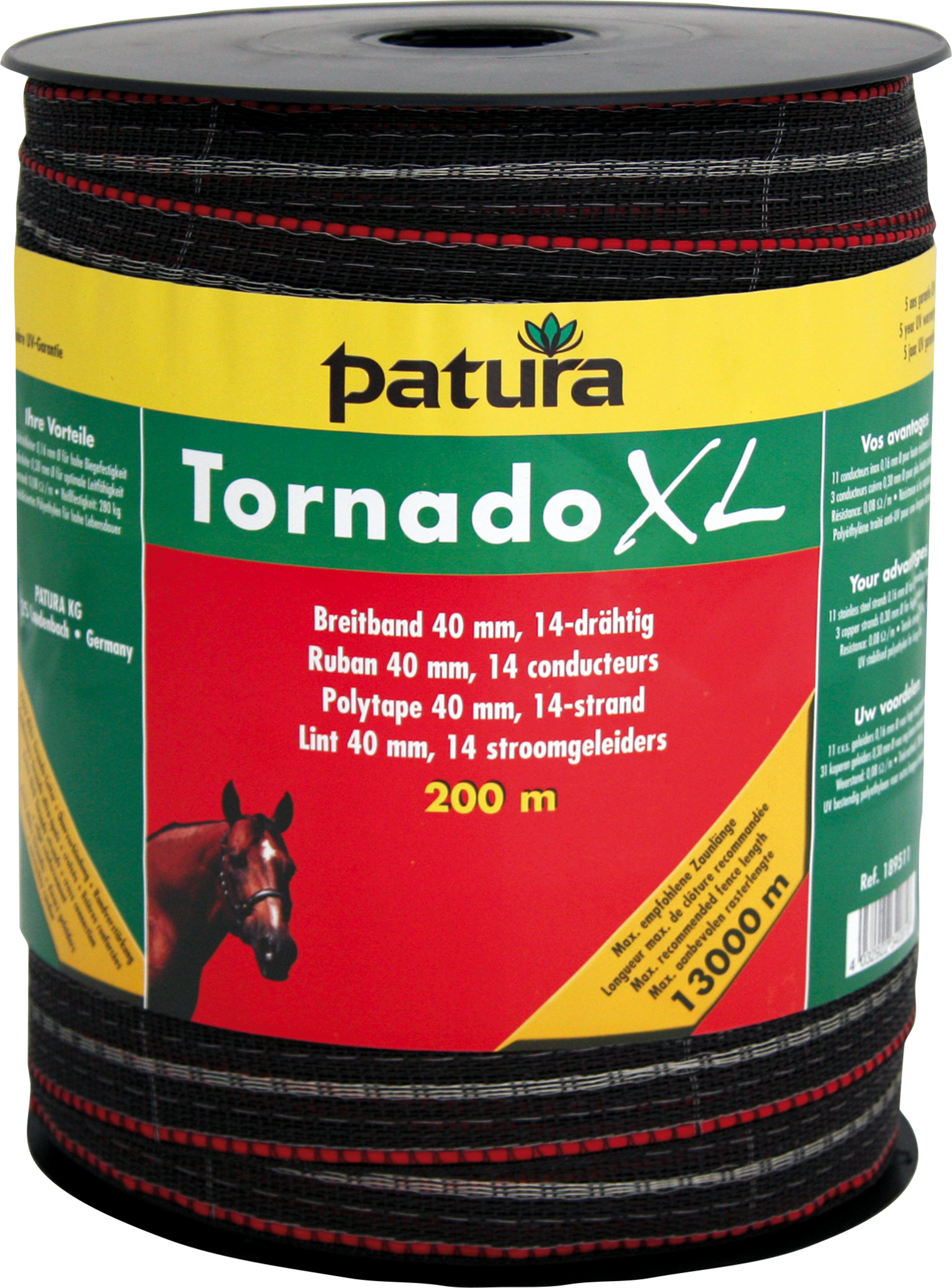 Patura Tornado XL lint 40mm bruin, 200m rol