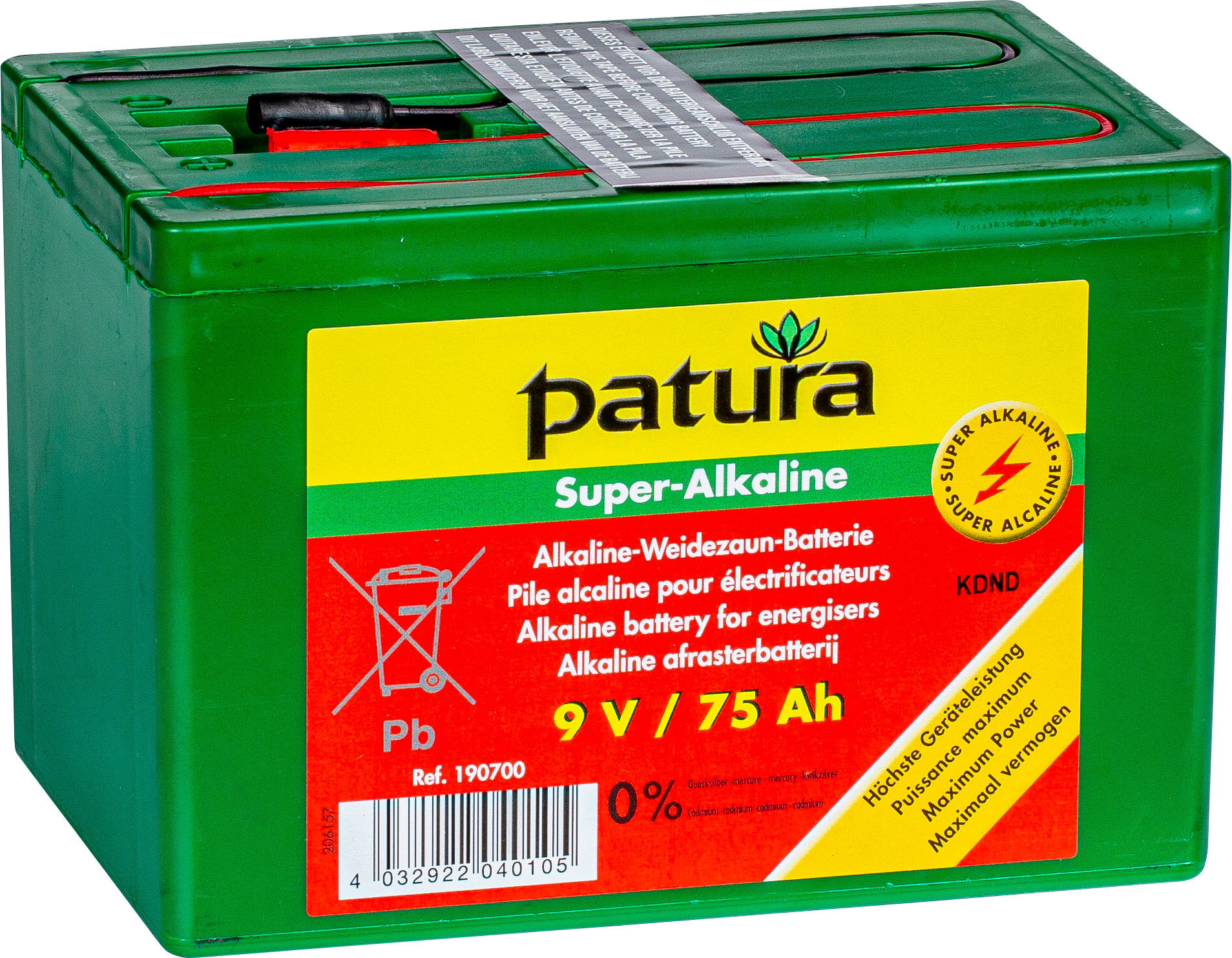 Patura Super alkaline batterij 9V/75Ah