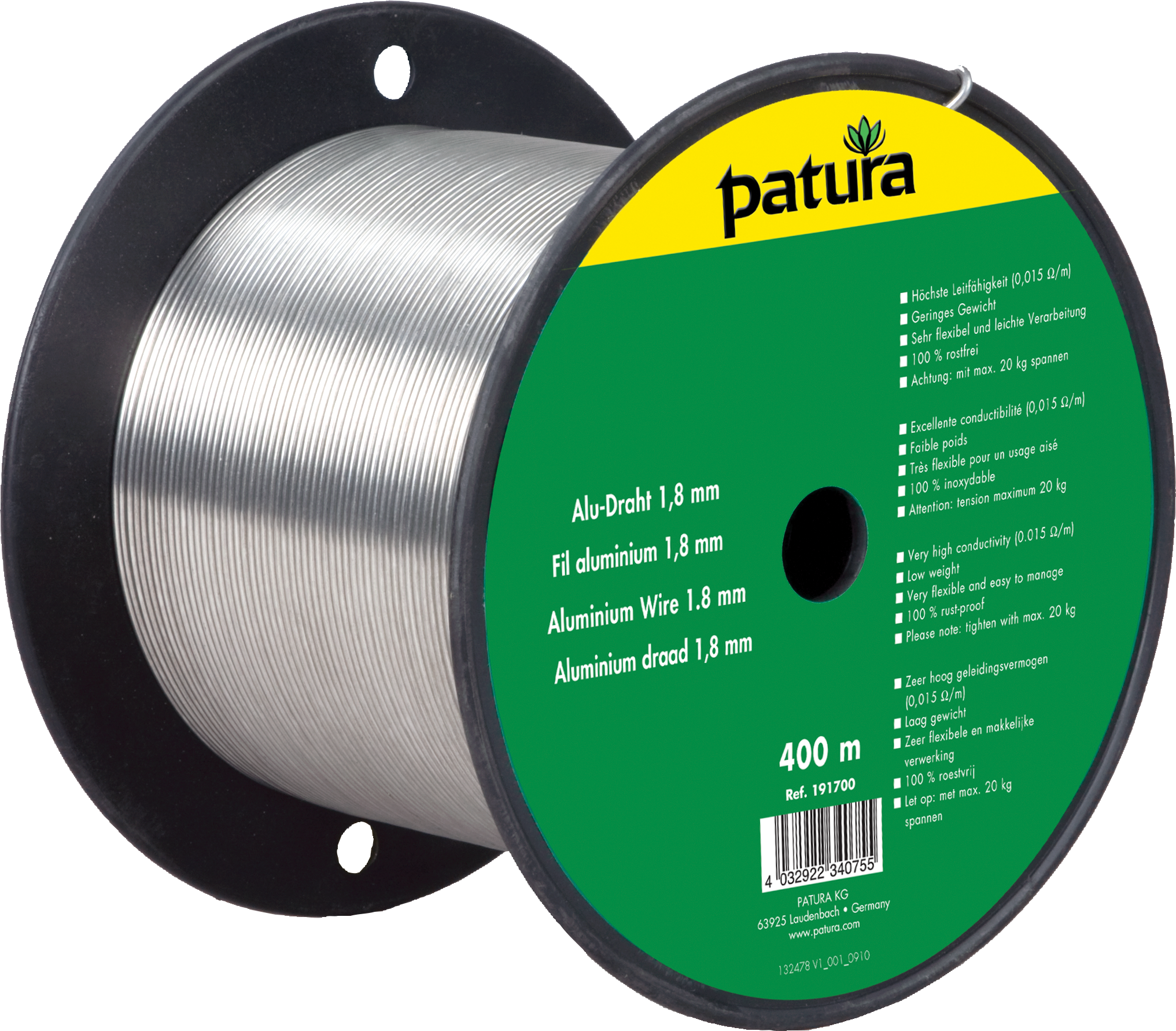 Patura Aluminium draad 1,8 mm, 400 m