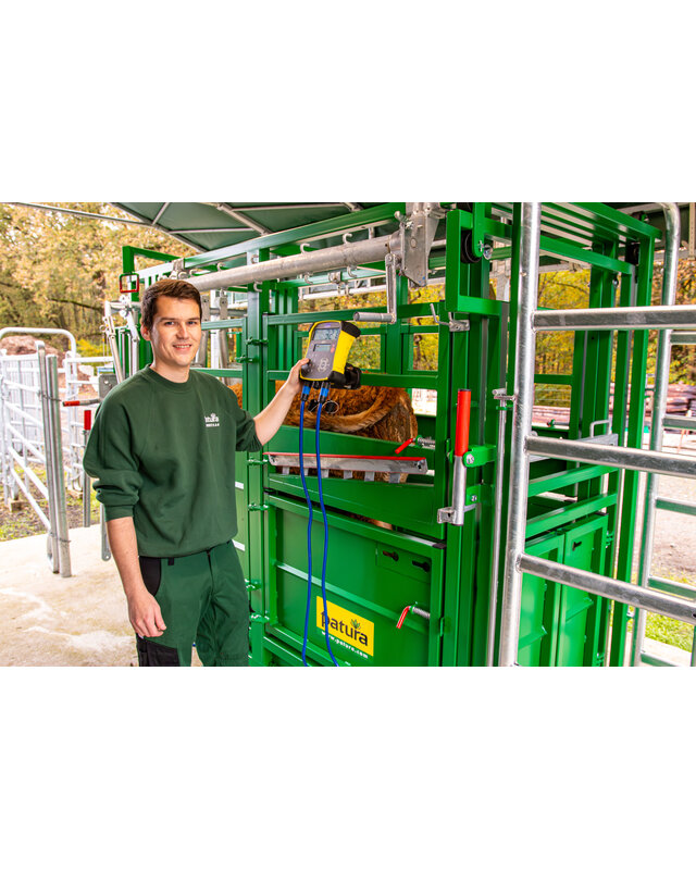 Patura Cattle Crush A6000 with rear sliding gate, baulk gate double-leaf, infinitely headbail